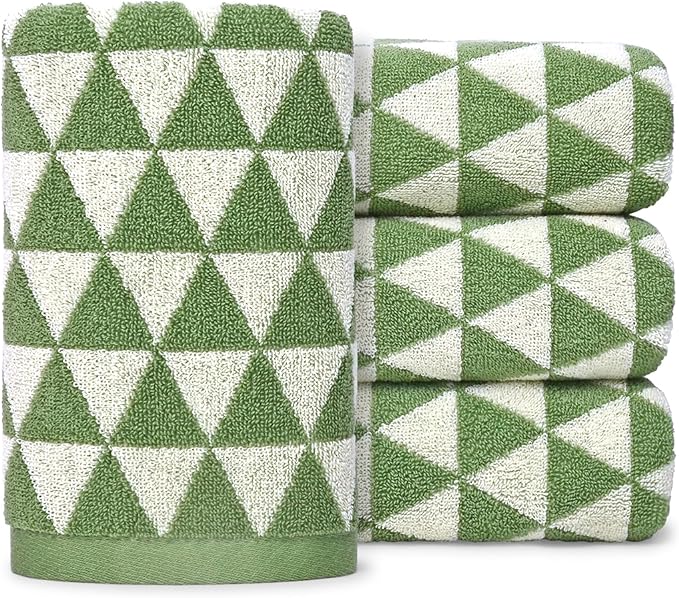 Jacquotha Hand Towels Green, 4-Piece Cotton Terry Kitchen Towels, Bathroom