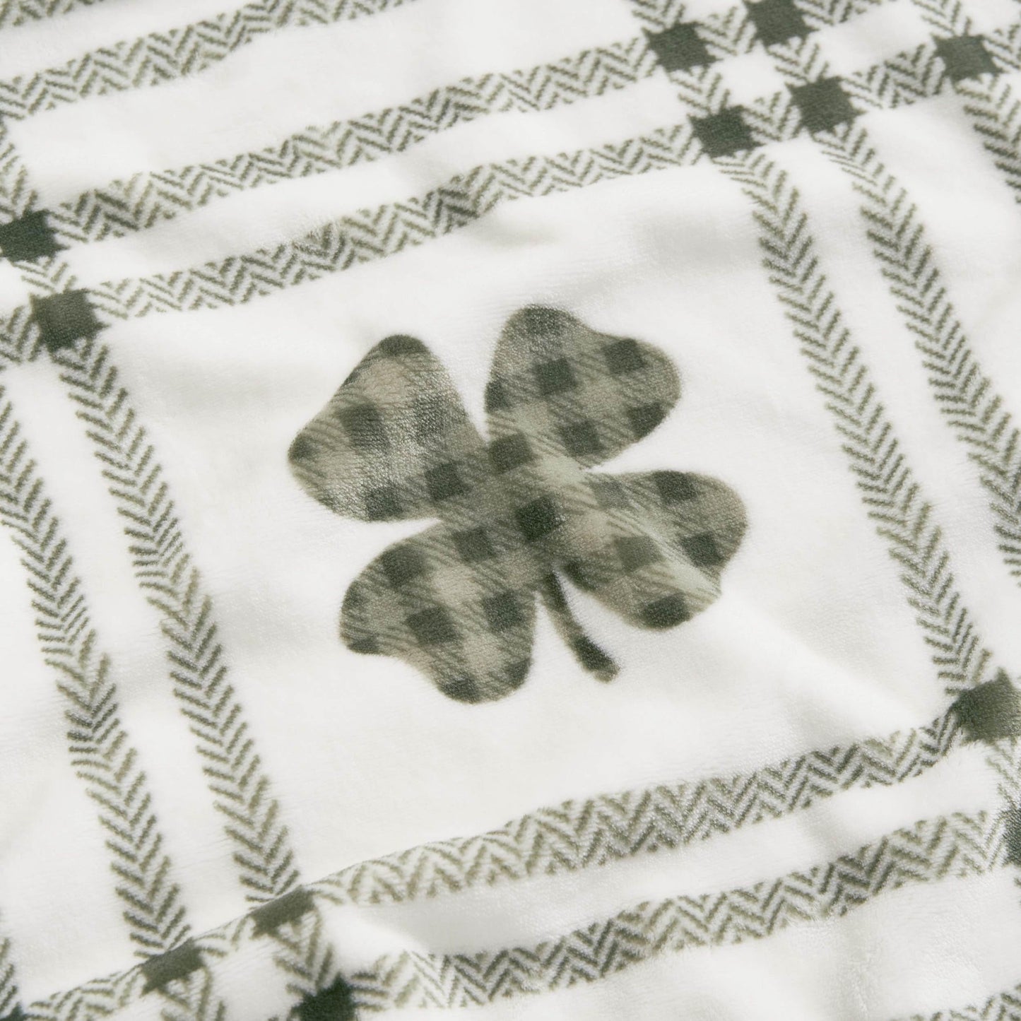 Lucky Brand 50" x 70" Plush Throw Blanket, Clover Gingham Plaid Sage Green Blanket for Sofa or Bed