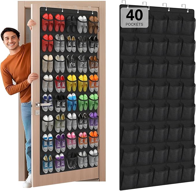 Over the Door Shoe Organizer, 40-Pocket Hanging Shoe Rack