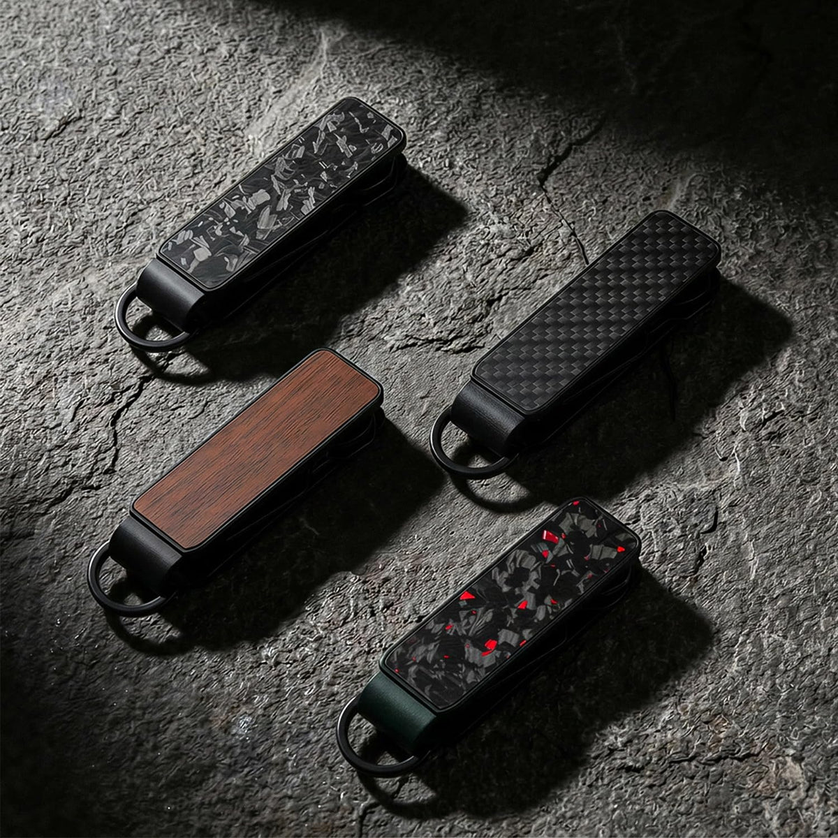 CAXGEK Wooden Key Organizer - Aluminum Wooden Key Organizer holder, Minimalist Innovative Keychain.