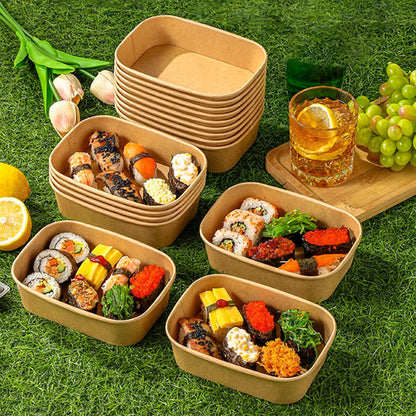 50-Pack 29oz Disposable Kraft Paper Bowls【with Lids and Forks】,Meal Prep Containers Disposable Togo Food Deli Containers for Restaurant Supplies Take Out Containers, Microwave Safe for Hot/Cold Food