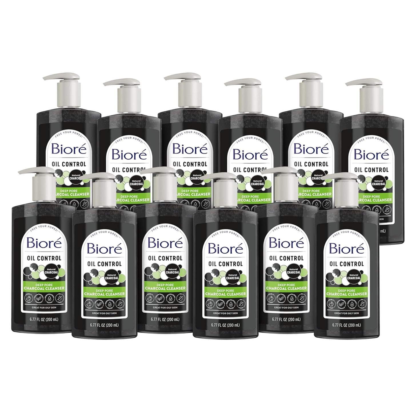 Biore Deep Pore Charcoal Face Wash, Daily Facial Cleanser for Dirt & Makeup Removal, for Oily Skin, 6.77 Oz