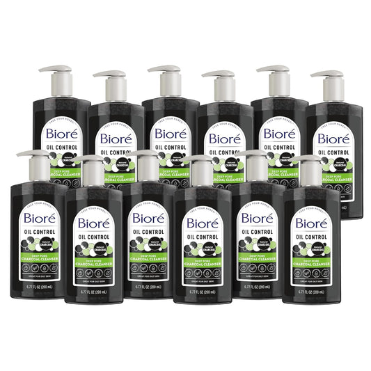 Biore Deep Pore Charcoal Face Wash, Daily Facial Cleanser for Dirt & Makeup Removal, for Oily Skin, 6.77 Oz