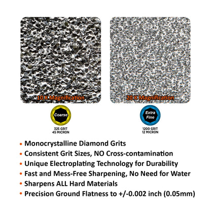 SHARPAL 162N Diamond Whetstone Knife Sharpener with Storage Base | 2 Side Grit Coarse 325 / Extra Fine 1200 | Diamond Sharpening Stone | Non-Slip Base & Angle Guide (203 x 76mm / 8 x 3 Inch)