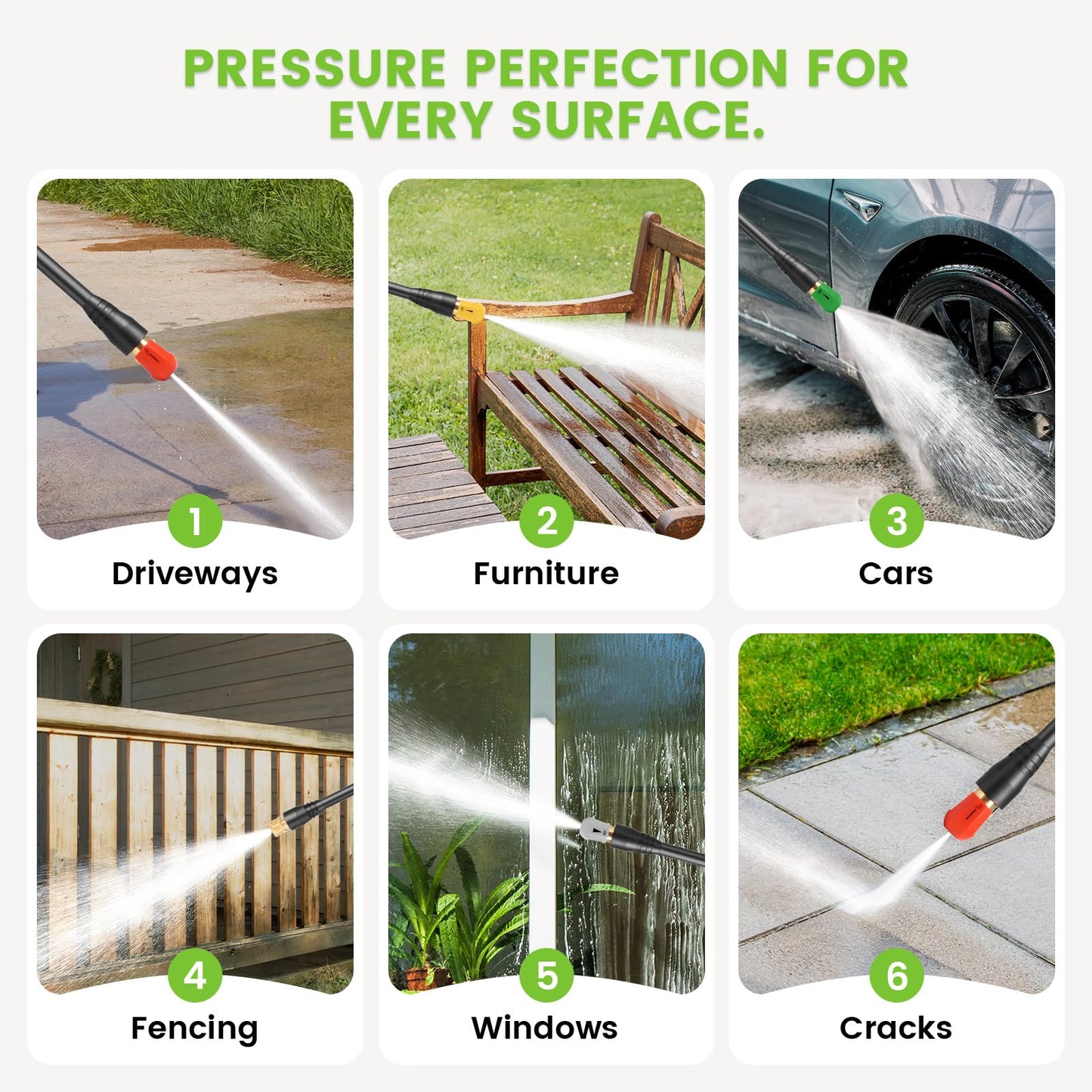 Professional Pressure Washer, Electric 5000PSI Power Washer with Foam Cannon,4 Nozzles,33FT Hose and Soap Bottle, Car/Driveway/Patio Clean,Green