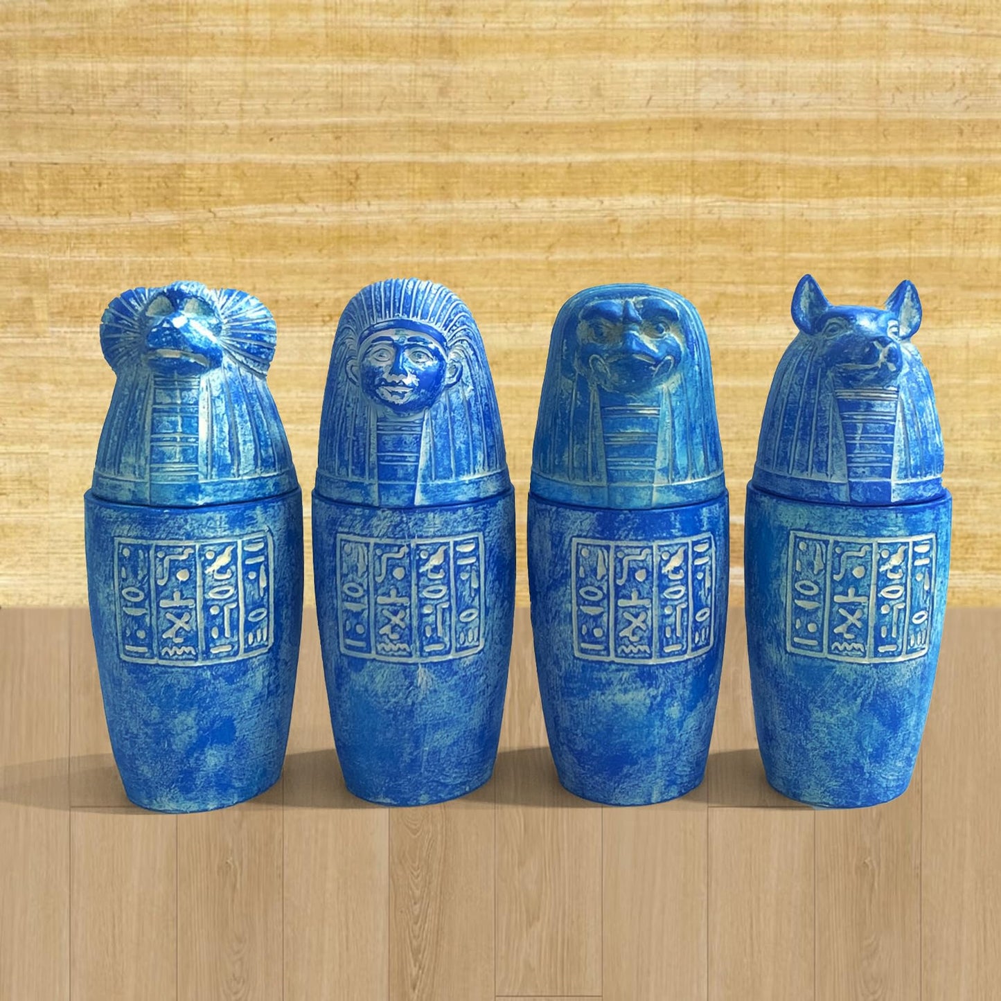 Will Art Museum 4pcs Ancient Egyptian Gods Canopic Jar Statue Resin Four Sons of Horus Egyptian Statue Ornaments Hand Painted Egypt Collectible Decor Sculpture Replica
