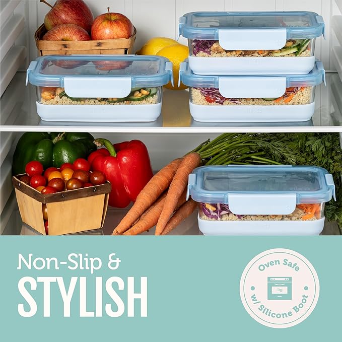 Ello Duraglass 3.4 Cup Meal Prep Sets 10Pc, 5 Pack Set- Glass Food Storage