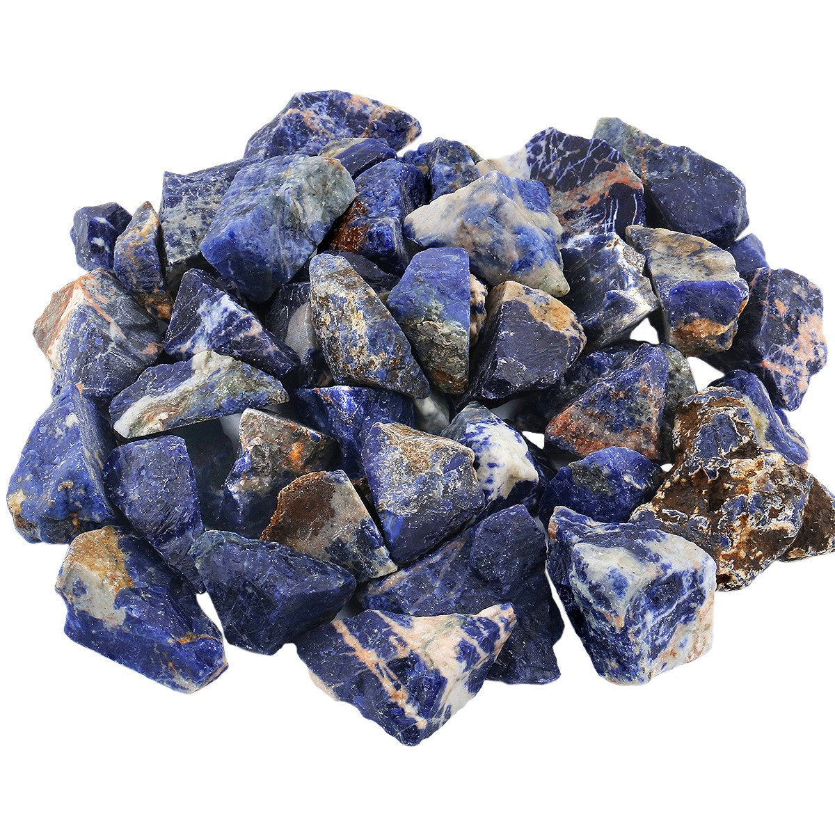 mookaitedecor 1 lb Bulk Natural Blue Sodalite Raw Stones Rough Crystals for Healing,Tumbling,Cabbing,Polishing,Wire Wrapping,Wicca & Reiki