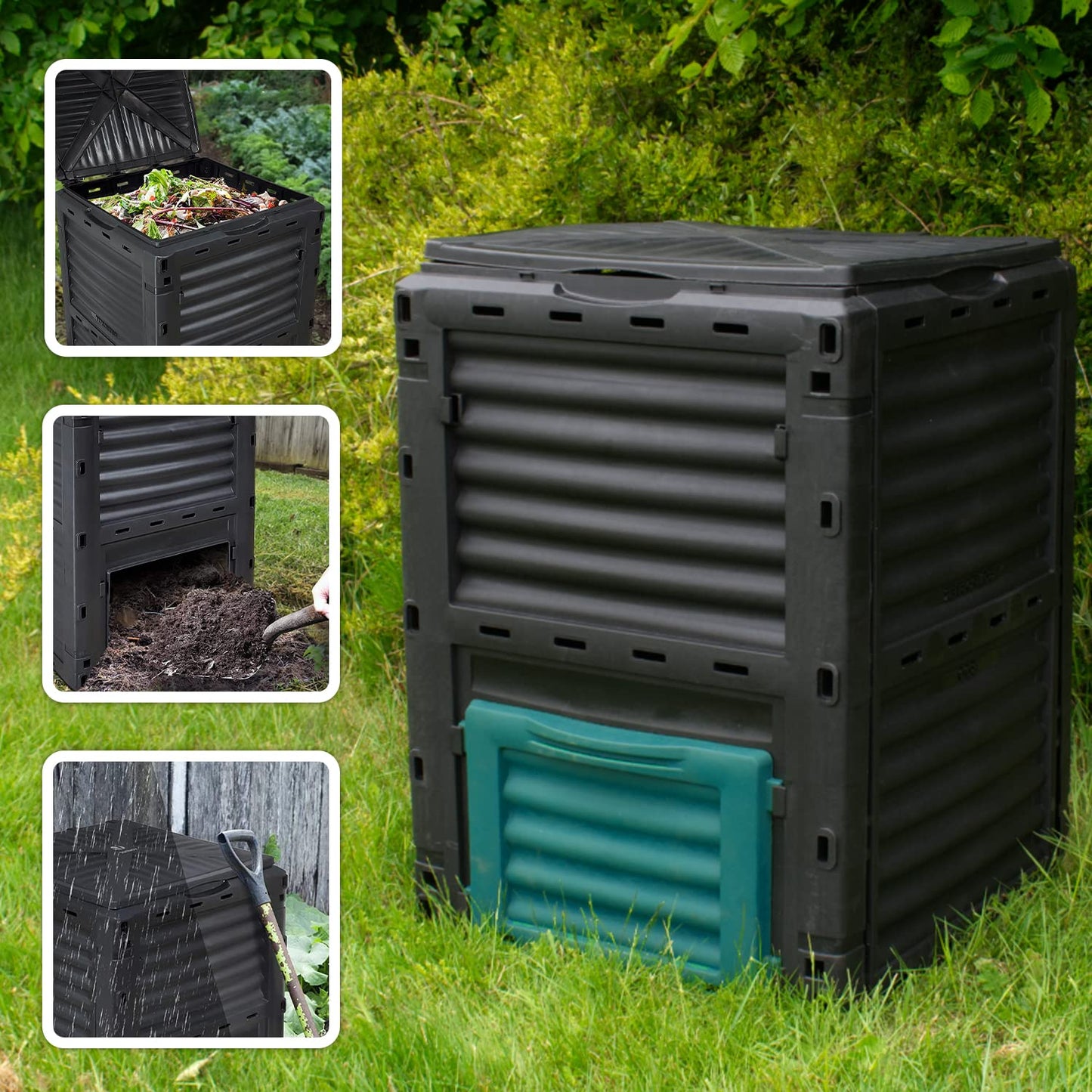 300L Outdoor Garden Compost Bin Eco Friendly Organic Waste Converter