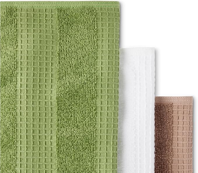 Amazon Basics 100% Organic Cotton Waffle Kitchen Dish Cloths, Ultra Absorbent