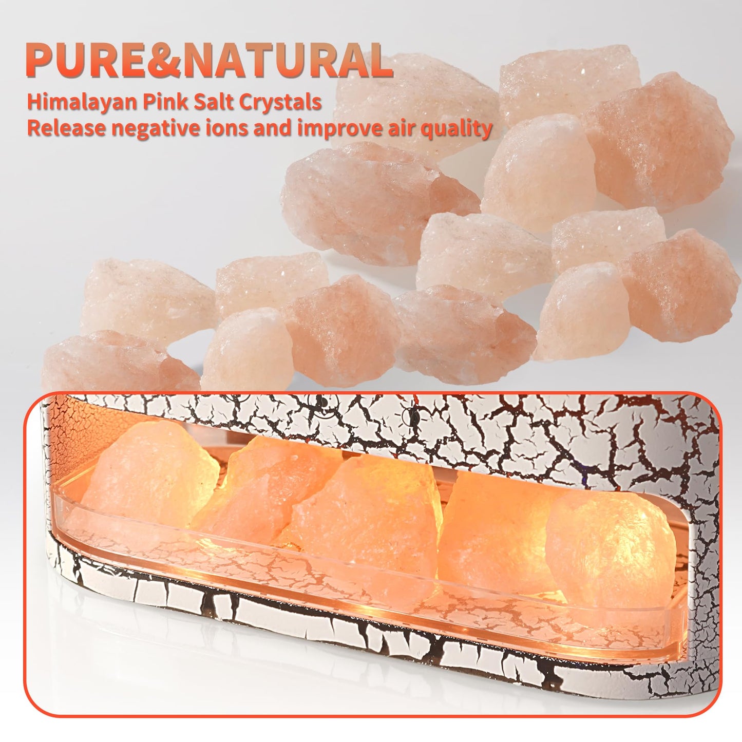 BOHOFAM Essential Oil Diffuser with Himalayan Salt lamp,Double Flame/Jellyfish 2 Mode Aroma Diffuser/Humidifier, Colorful Lights,4 * 10ML Hotel Collection Diffuser Oils Scents,for Home Bedroom(White)