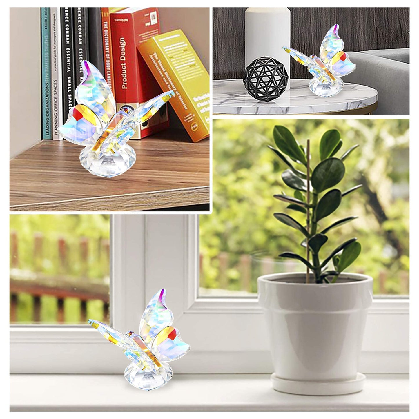 H&D HYALINE & DORA Sun Catcher Crystal Butterfly Animal Figurine Paperweight Home Table Decor