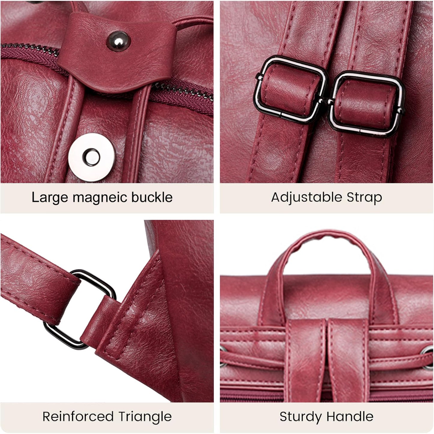 Everfunny Women Backpack Waterproof Anti-theft Lightweight PU Fashion Leather Shoulder Bag Travel Backpack