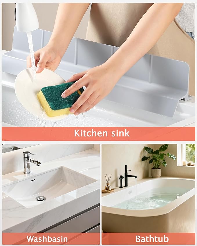 Kitchen Sink Splash Guard 18" Self-Draining Silicone Water Guard