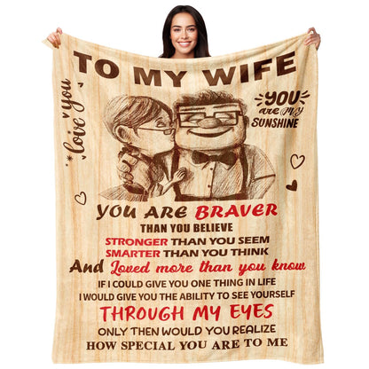 Gifts for Wife from Husband - Wedding Anniversary Birthday Gifts for Women - Romantic I Love You Present for Her - Christmas Mothers Day & Valentines Day Gifts for Wife - To My Wife's Blanket 60"x80"