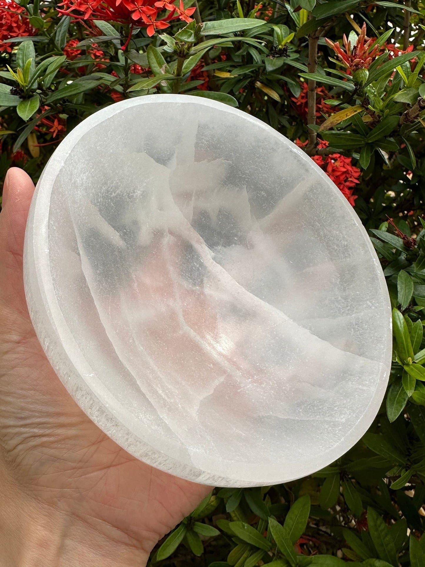 GAF TREASURES Extra Large Selenite Bowl, 6" Gemstone Carved Selenite Crystal Charging Bowl, Large Selenite Crystals Bowl For Smudging and Reiki