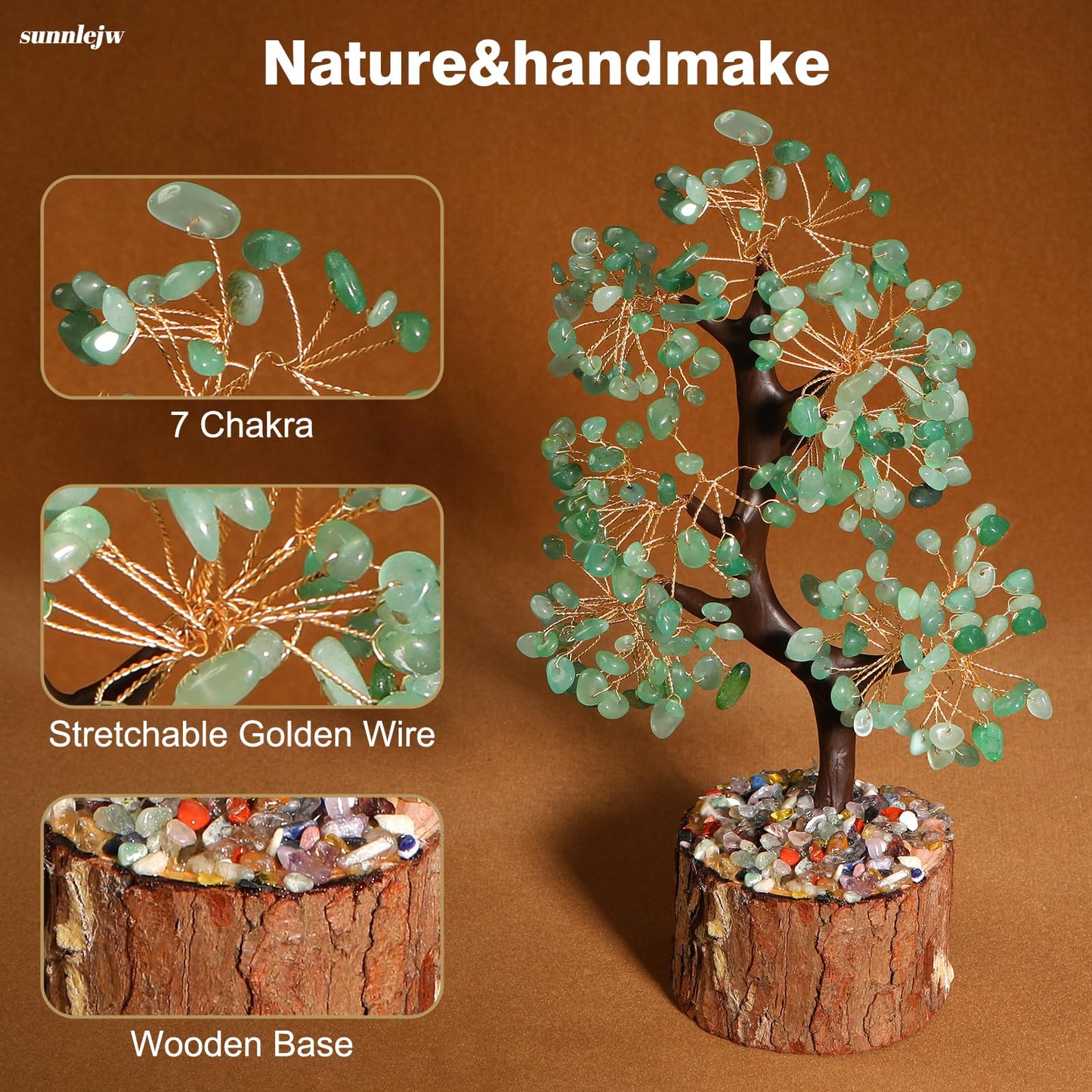 Green Chakra Crystal Tree of Life,Crystals and Healing Stones,Fengshui Money Tree,Birthday Gifts for Women,Spiritual Meditation Gifts for Positive Energy,Crystal Decor