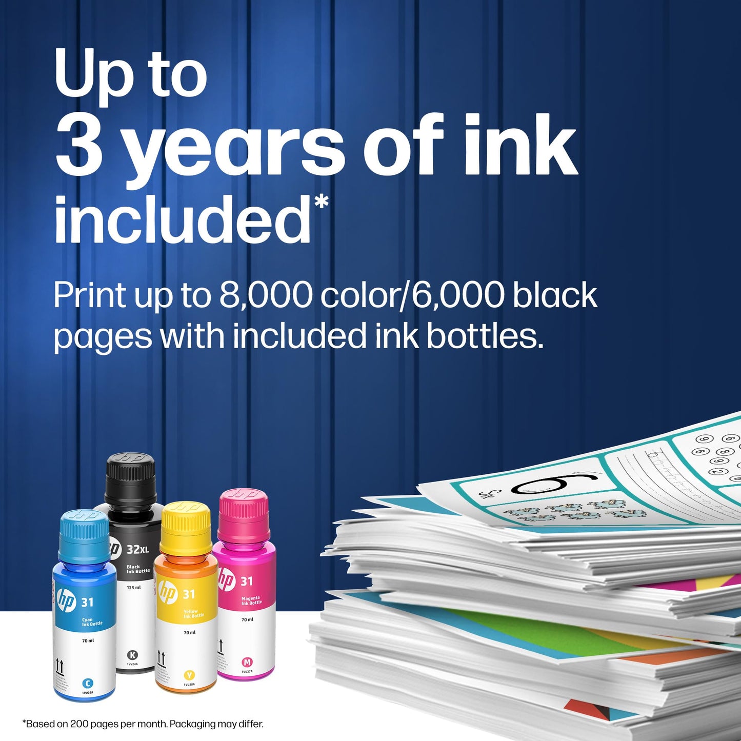 HP Smart Tank 7603 Wireless All-in-One Ink Tank Printer, Scanner, Copier with up to 3 Years of Ink Included, Best-for-Home Office, Cartridge-Free Refillable, AI-Capable (9B5D1A)