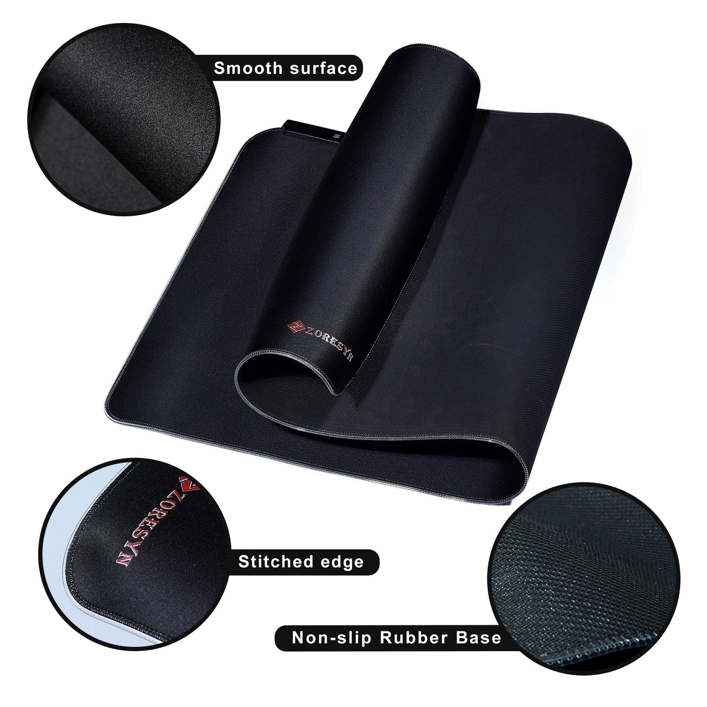 ZORESYN RGB Gaming Mouse Pad - 39.4"x19.7" Large Mousepad with Led Light, Keyboard Pad Gaming Accessories for Desk, Non-Slip Rubber Base Big Mouse Mat for Gamer,Black