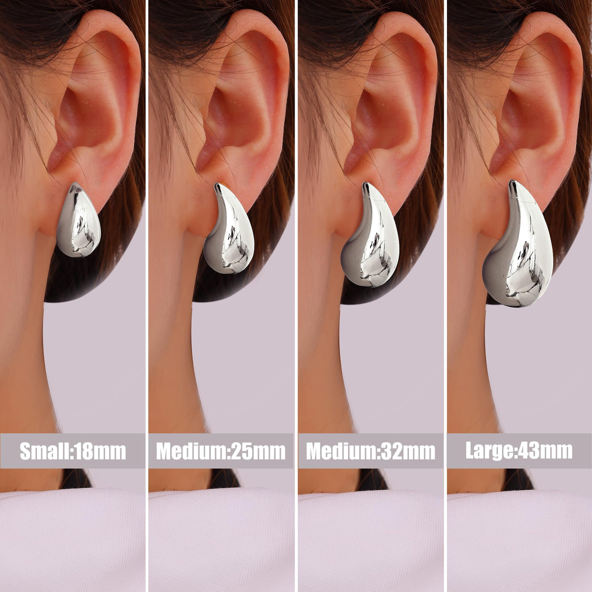 Gacimy Silver Tone Teardrop Earrings Dupes for Women, Chunky Drop Earrings for Women with 925 Sterling Silver Post, 1.2Inches