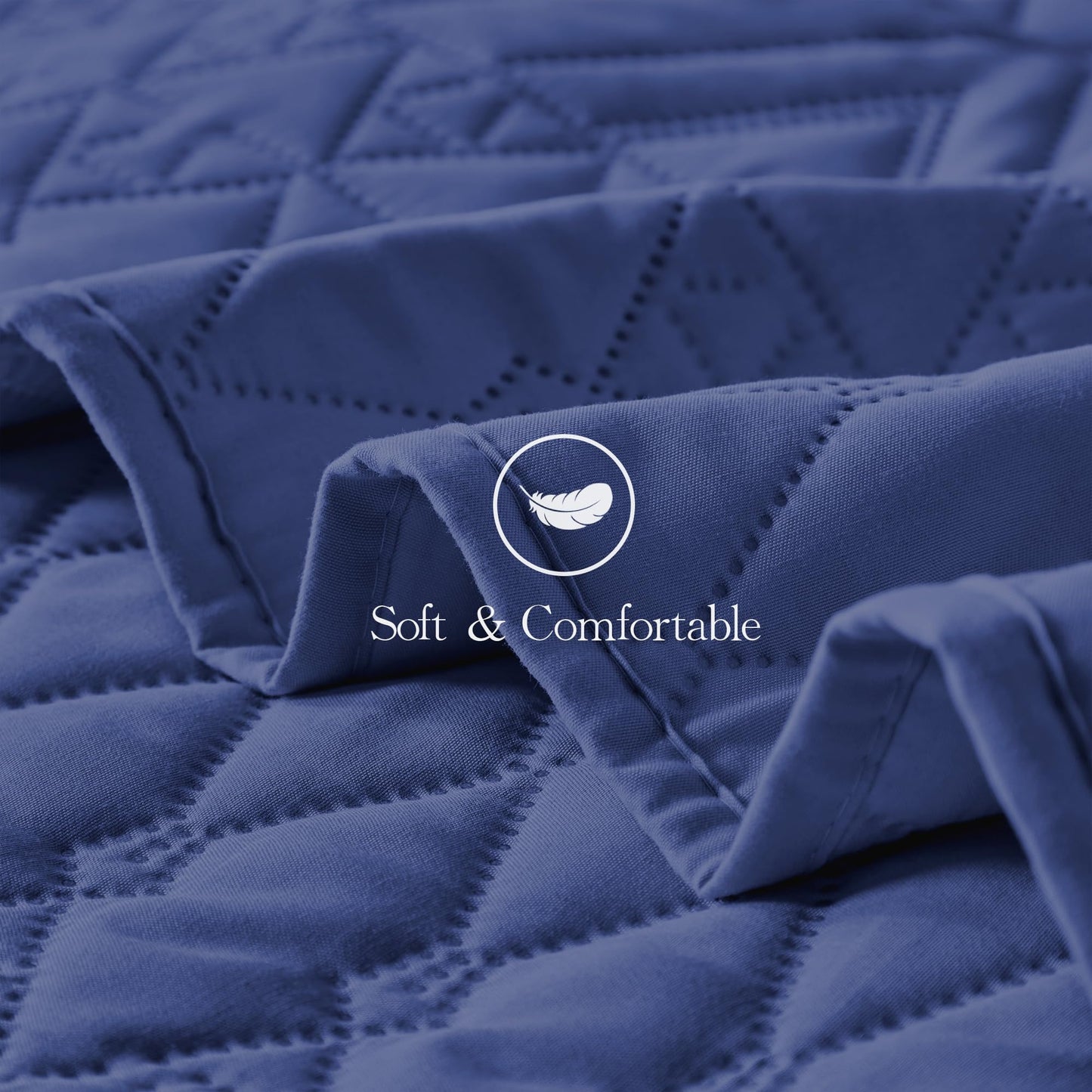 akkialla Full/Queen Size Quilt Bedding Set,Navy Blue Lightweight Microfiber Soft Bedspread,Modern Style Geoetric Pattern Coverlet Set for All Seasons,3 Piece(1 Quilt,2 Pillow Shams)
