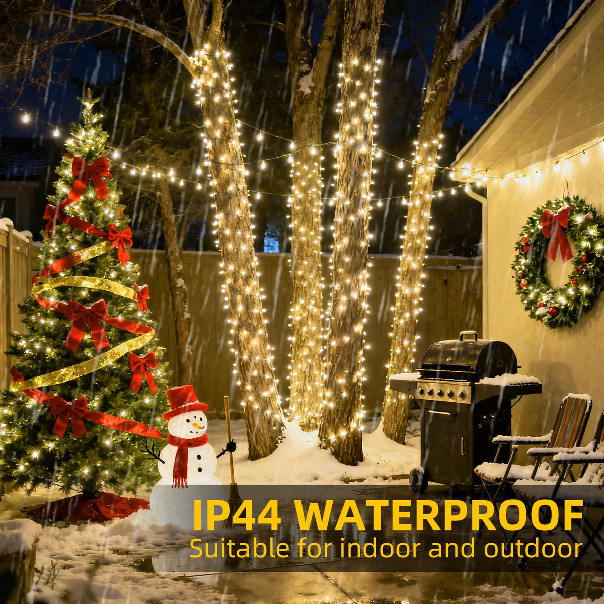 Lycklig Fairy Lights Plug in 65Ft 1000LED Warm Christmas Garland Lights with Timer Remote Waterproof Firecracker Twinkle Cluster String Light for Bedroom Wreath Party Wreath Tree Decor Green Wire