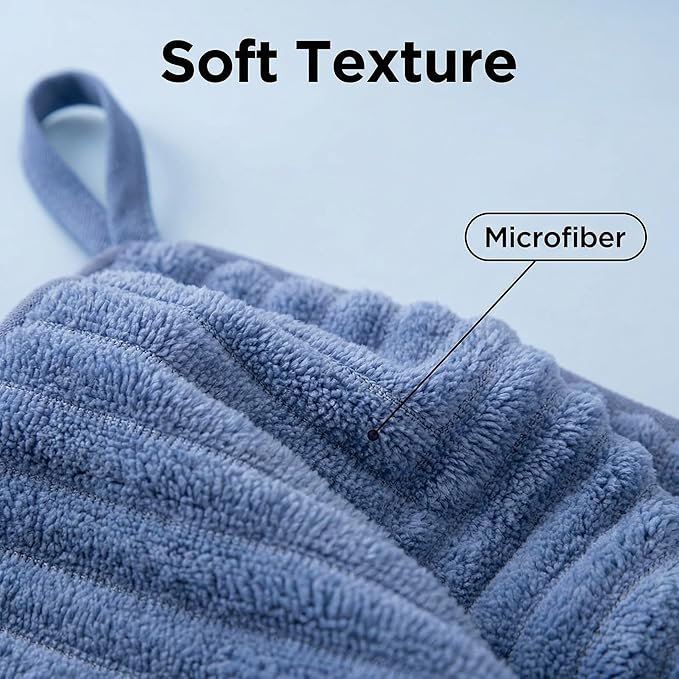 4PCS Blue Microfiber Hand Towels