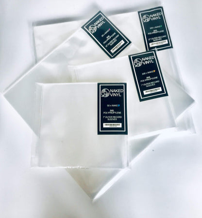 Naked Vinyl 50 x Vinyl Record Outer Sleeves 12" LP | Glass Clear & Made from High-Density Polypropylene | 12.75" x 12.75", 3 Mil Thick | Fits Most Double & Gatefolds