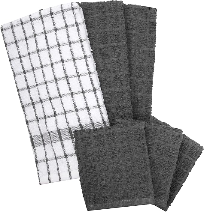 Ritz Premium Kitchen Towel and Dish Cloth Value Set: Highly Absorbent, Super