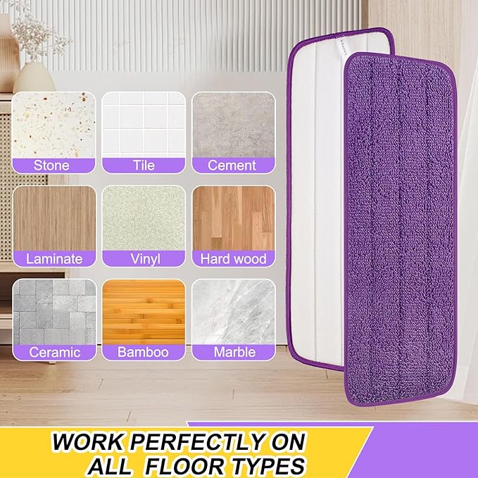 16.5 inch Reusable Mop Pads Microfiber Spray Mop Replacement Heads