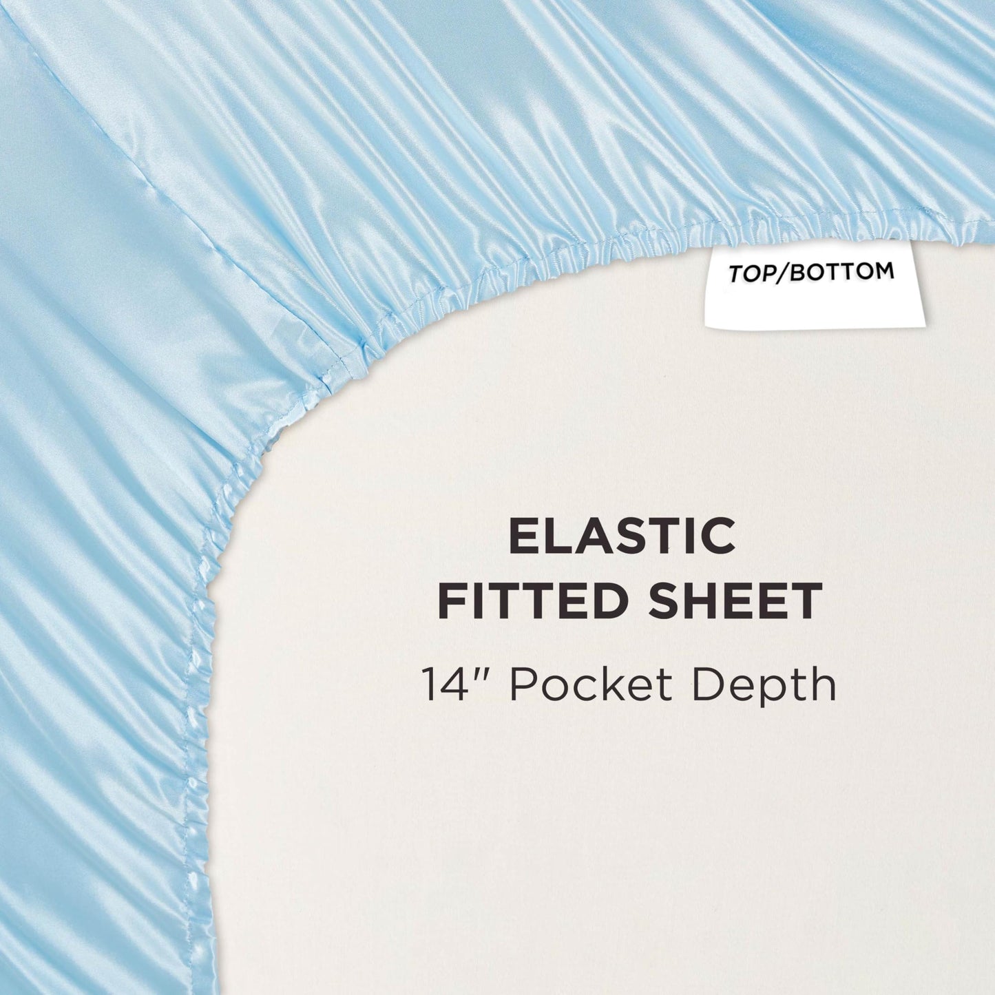 Juicy Couture Full Size Silky Satin Bed Sheet Set, Deep Pocket Satin Full Sheet Set with 1 Fitted Sheet, 1 Flat Sheet and 2 Pillowcases, Wrinkle Resistant & Anti Pilling Bed Sheets - Light Blue