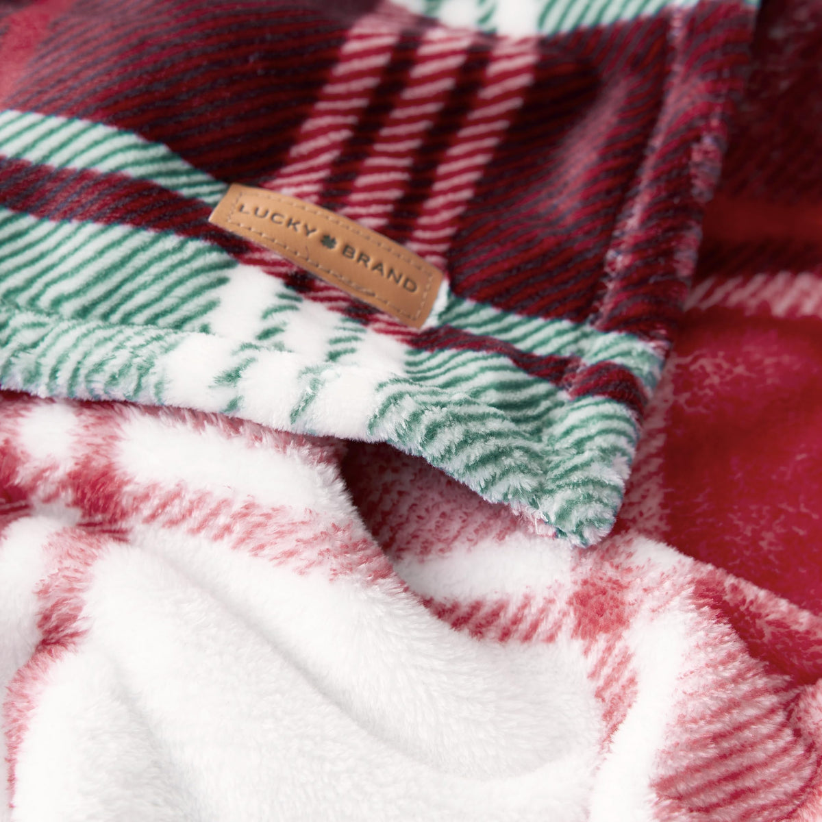 Lucky Brand Plush Winter Red Plaid 50"x70" Soft Throw Blanket - Luxurious Microfiber Plush Blanket for Ultimate Comfort and Cozy Warmth