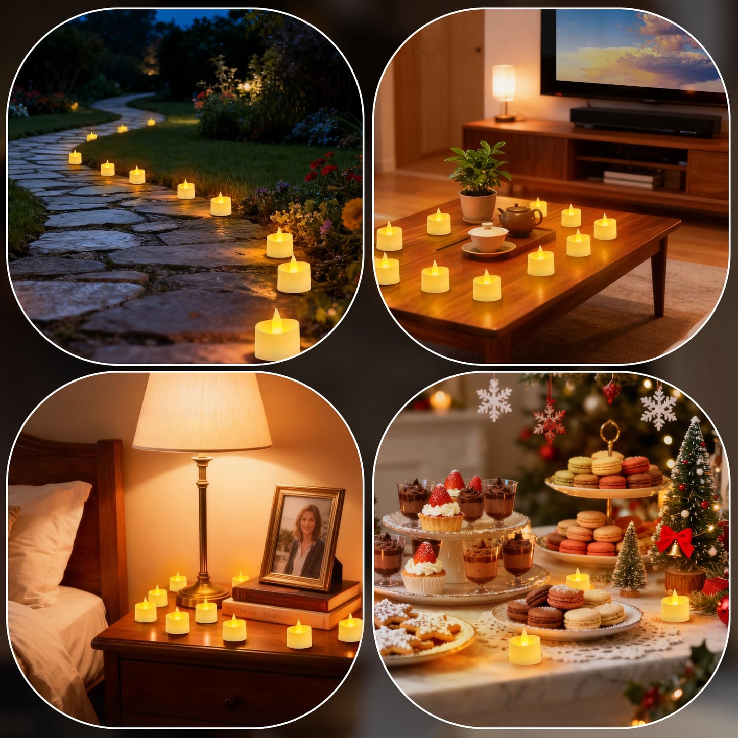 Haown Realistic Flameless LED Tea Lights - Battery-Powered Dancing Flame Candles for Weddings, Halloween, Votives | Safe Child-Resistant, Flickering Ambiance Decor (Ivory Base, 100 Pack)