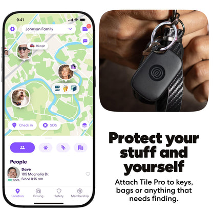 Life360 Tile Pro - Powerful Bluetooth Tracker, Key Finder and Item Locator for Keys Bags, and More. Both iOS and Android Compatible. Phone Finder. 2-Pack (Black/White)