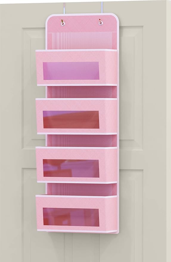 Simple Houseware 4 Clear Window Pocket Over Closet Door Storage Hanging