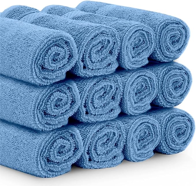 White Classic Luxury Cotton Washcloths 13x13 Inch