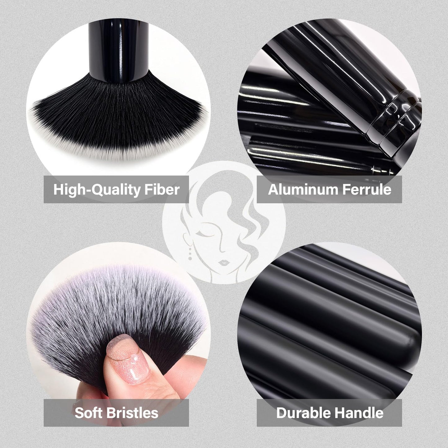 Makeup Brushes Set, Mlemle Professional 26 Pcs Makeup Kit, Include Powder Foundation Concealers Blush Eye shadows 21 Pcs Makeup Brushes and 2 Powder Puff, 3 Makeup Sponge(A01-Black)