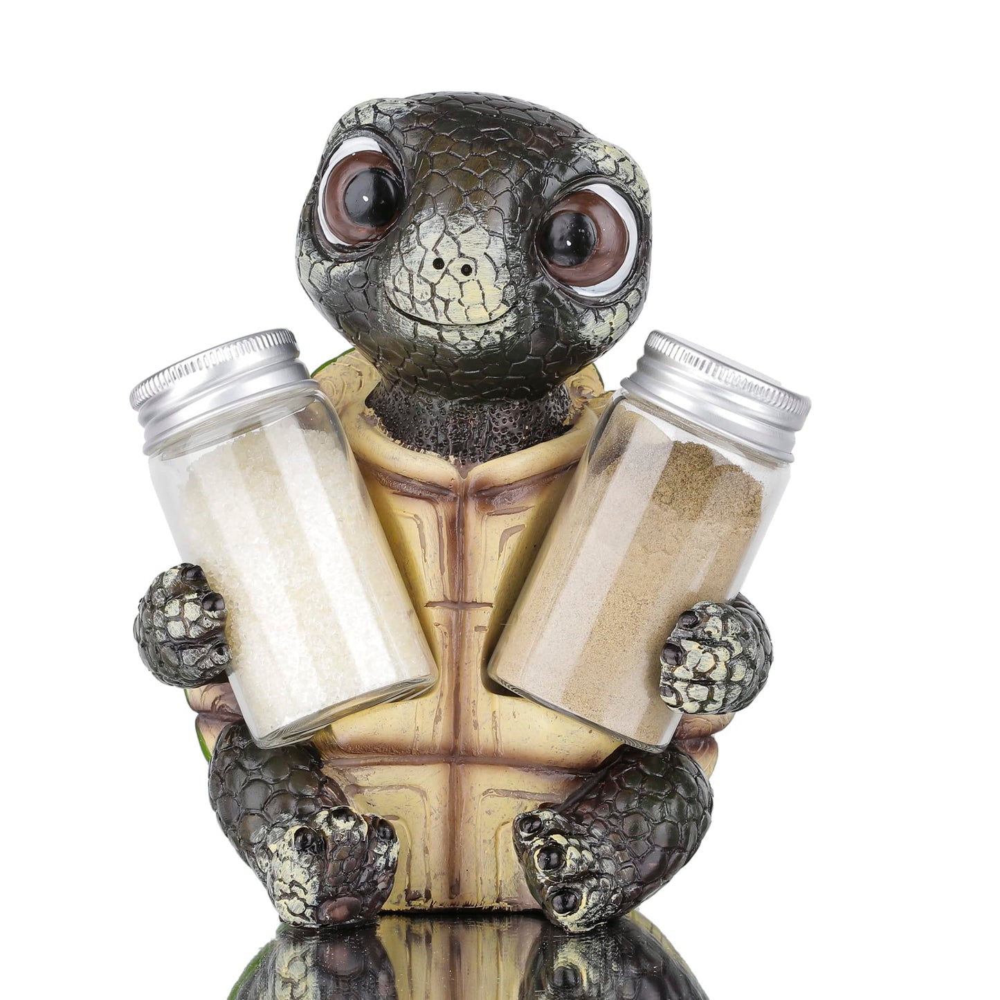 Sea Turtle Salt and Pepper Shaker Holder with Glass Jars