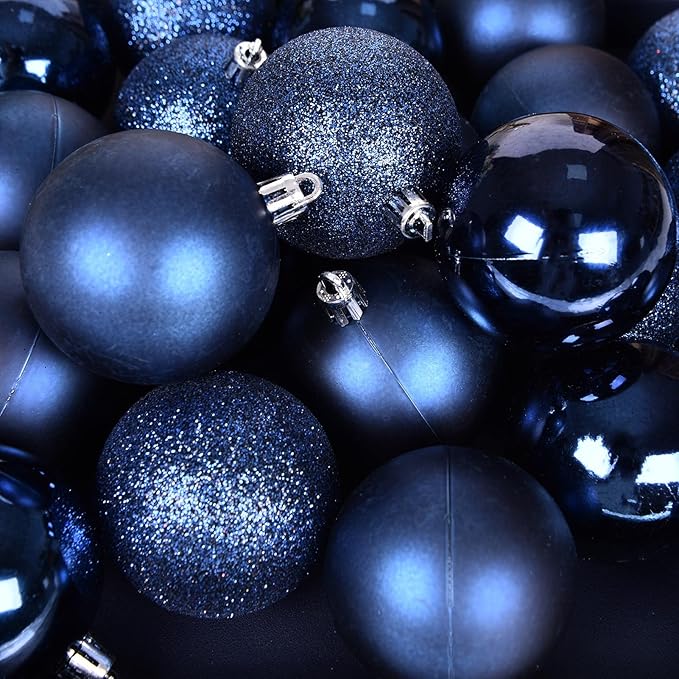 30ct Christmas Ball Ornaments, 2.36" Shatterproof Christmas Tree Decorations, Perfect Hanging Ball for Indoor/Outdoor Holiday Party Decor (Dark Blue)