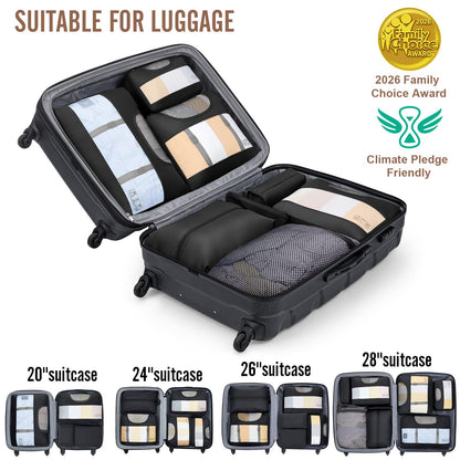 Veken 10 Set/8 Set Packing Cubes for Travel Essentials, Suitcase Organizer Bags in 4 Sizes, Carry-On Luggage Accessories with Laundry Bag & Passport Holder, Airplane Must Have, Camp Gifts for Men