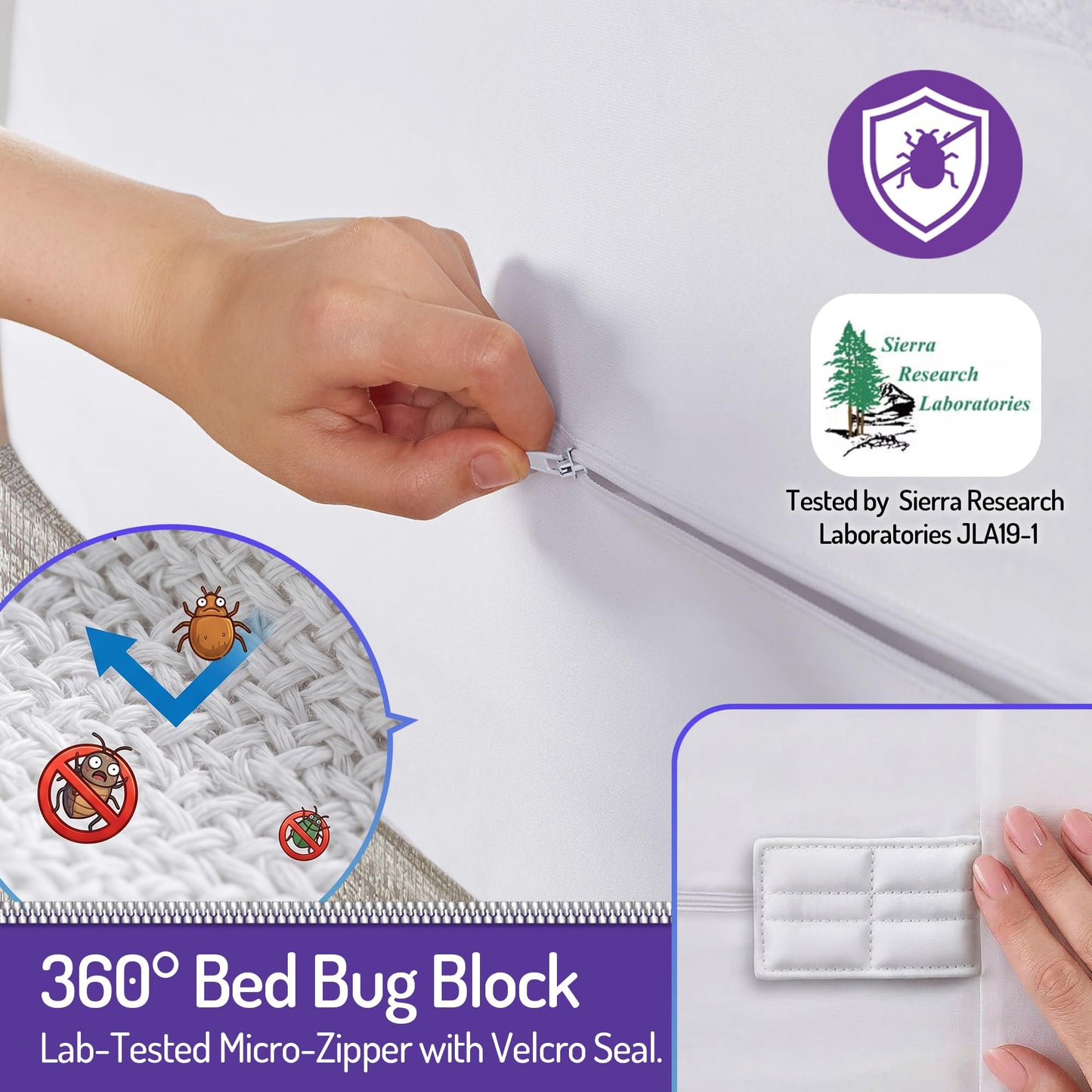 Degrees of Comfort Bed Bug Mattress Cover Twin Size - 9-12" Standard Profile 3M Scotchgard Waterproof Zippered Encasement Protector, Breathable Cotton Terry Top