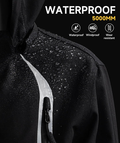 YoungSoul Boys Girls Waterproof Jackets Kids Lightweight Fleece Lined Raincoat School Coats with Detachable Hood Black 10-11 Years
