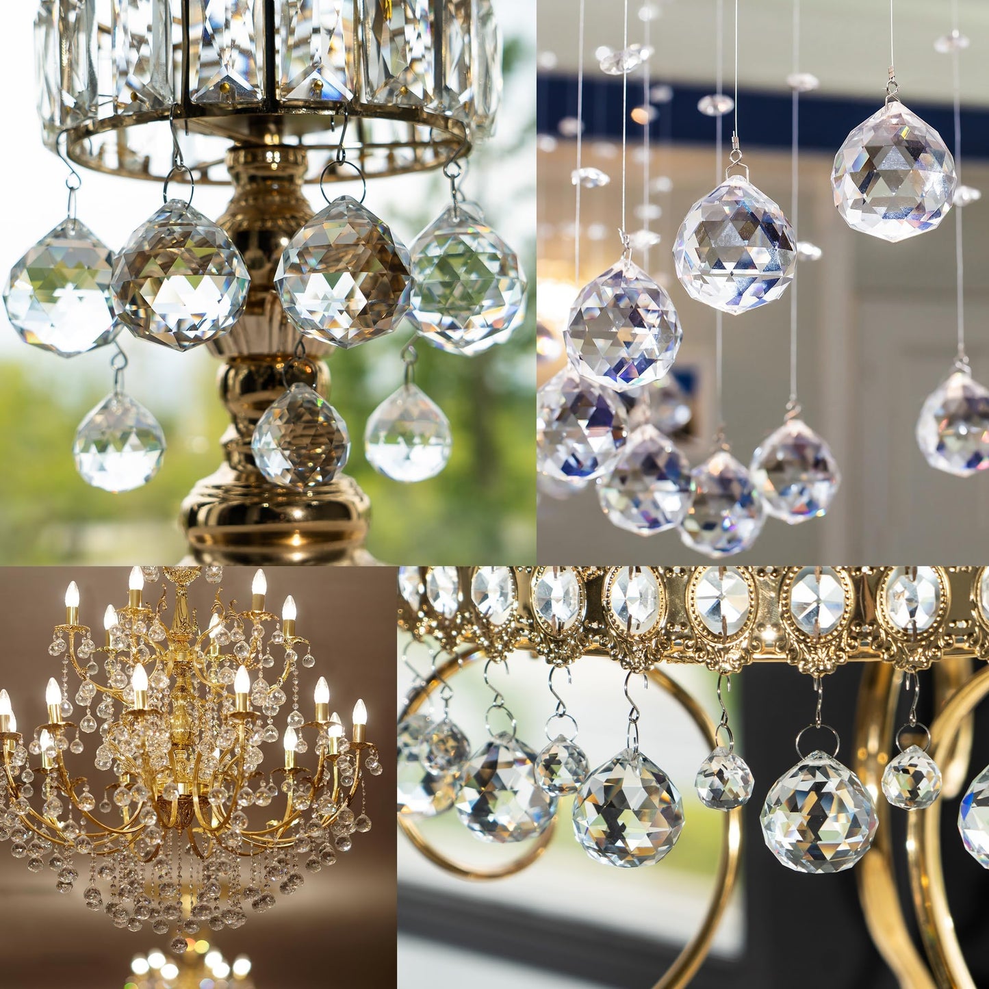 LOULIQIGIFT 10Pcs 40mm Clear Crystal Ball Prisms Hanging Crystals Pendants with 2026 Star Charms for Wedding, Windows, Chandelier, Mothers Day Decorations