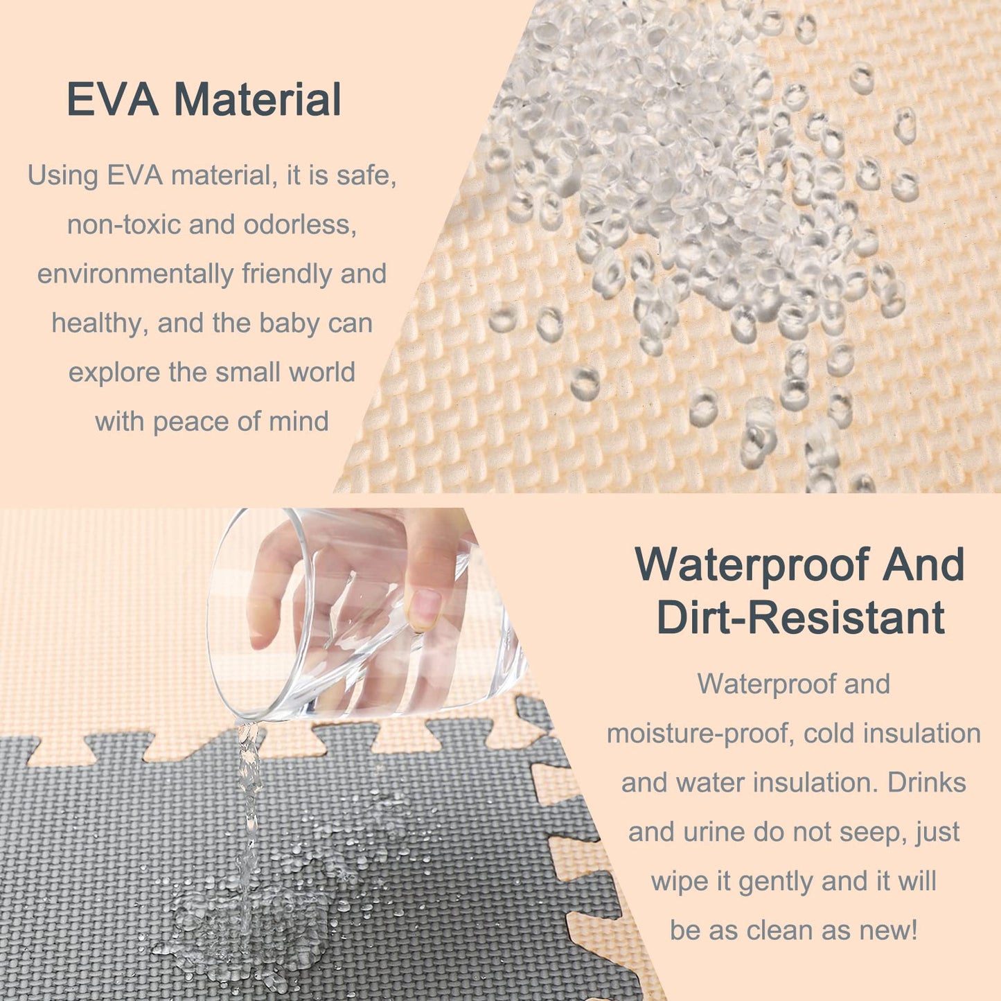 YORKING 20Pcs Foam Baby Play Mats 30x30x1cm EVA Baby Floor Tiles Thick Soft Floor Interlocking Mat Waterproof High-Resilience Foam Floor Puzzle Mat for Children's Play and Crawl (Grey and Rice-White)
