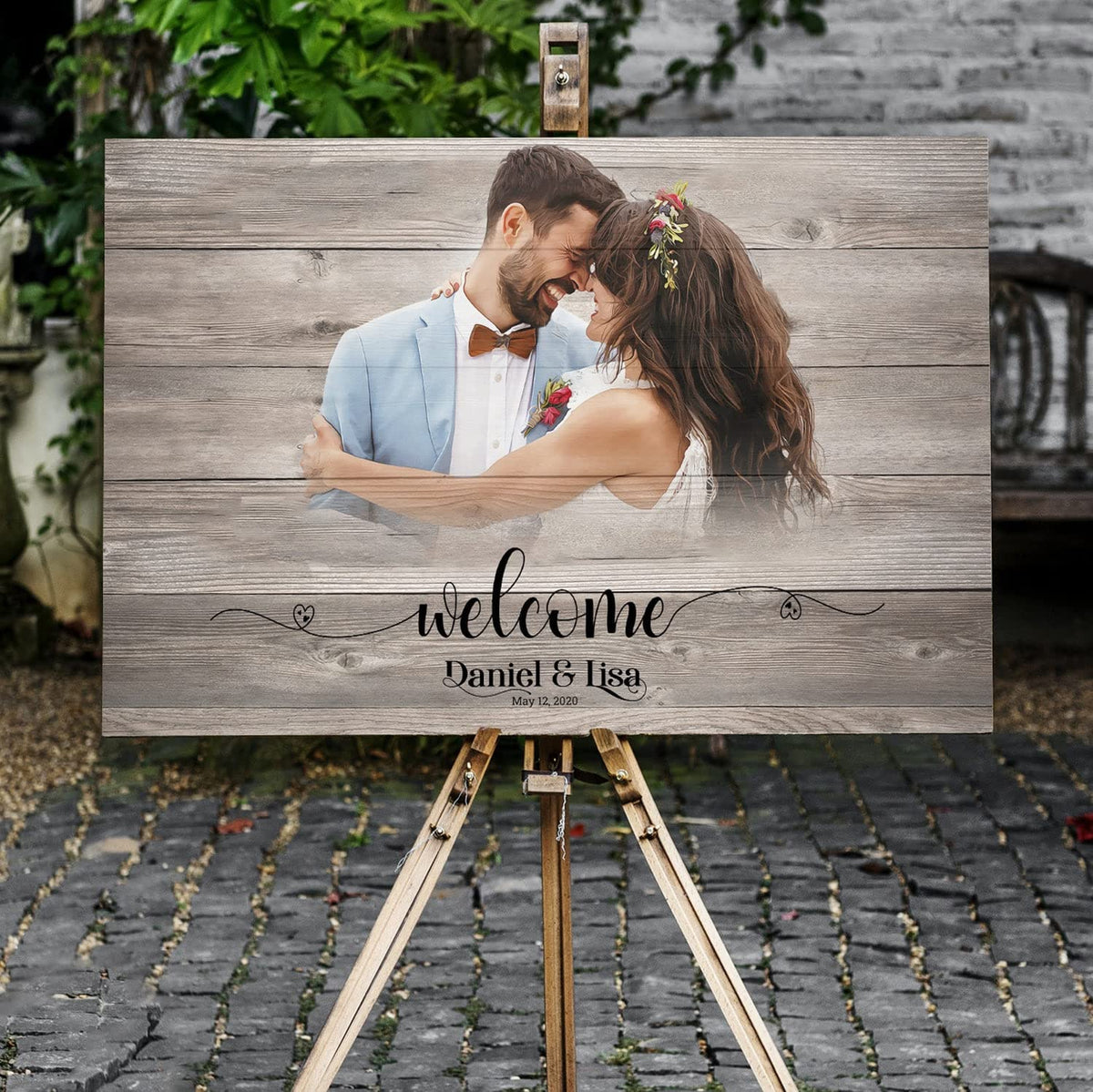 Rustic Wooden Welcome Sign | Custom Portrait from Photo | Wedding Gift & Decoration