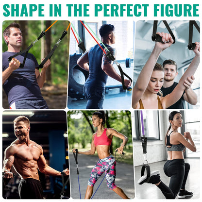 Aihoye Resistance Bands for Working Out, Exercise Bands with Handles, Stretch Bands for Exercise, Workout Bands with Door Anchors for Physical Therapy & Strength Training