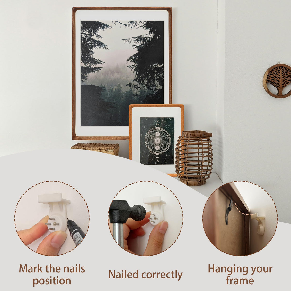 Gdfmsc 8x10 Picture Frame with Mat for 5x7/6x8, Natural Walnut Wood Handcrafted Rounded Corner with Real Glass, Vertical or Horizontal Display Photo Gallery Wall & Tabletop Frame