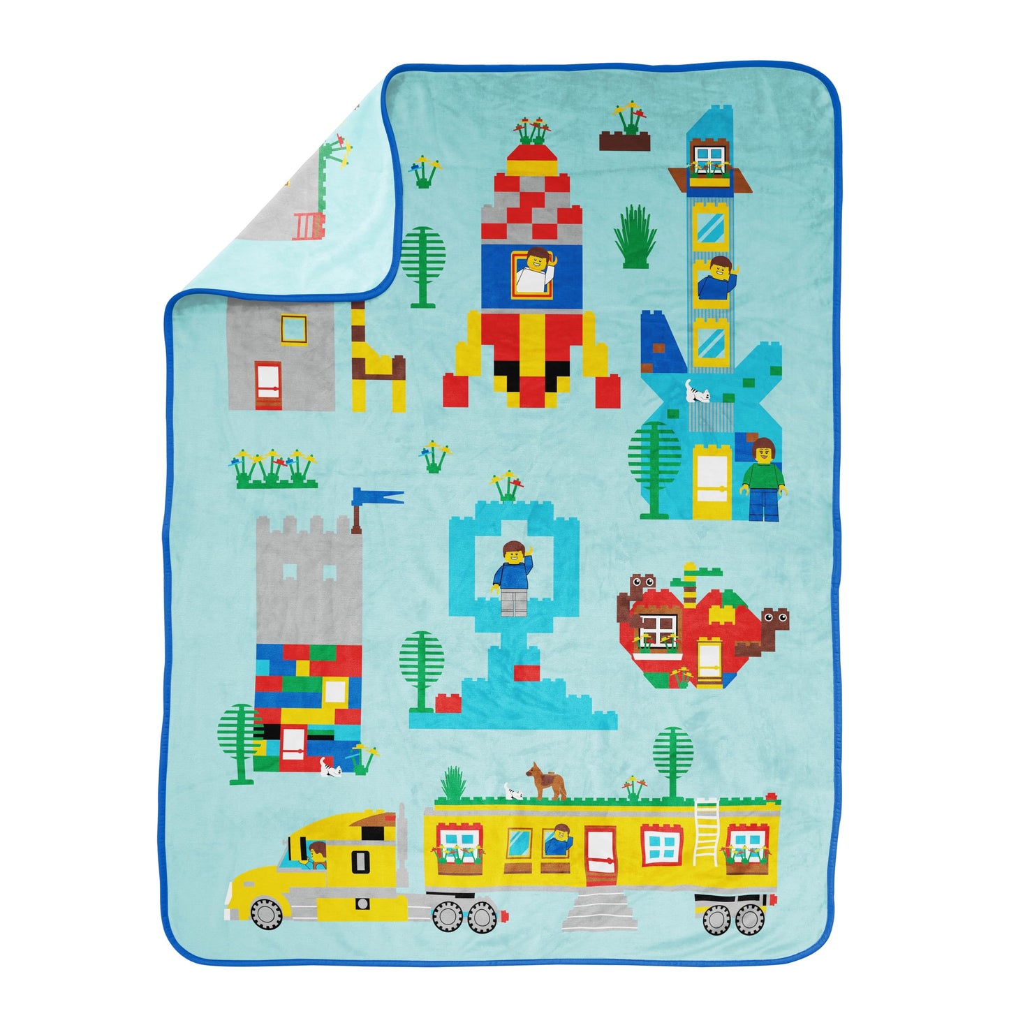 Jay Franco Kids Plush Throw Blanket – Soft & Cozy Fleece Throw for Bedroom & Couch Décor, Official Licensed Product, Blue - LEGO®, 46x60 - Throw Blanket