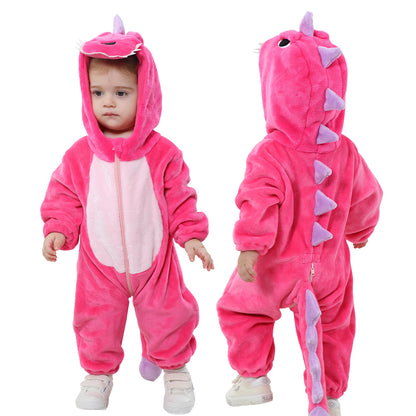 Doladola Unisex Baby Toddlers Romper Jumpsuit Hooded Cartoon Sleepsuits Infant Outfit (3-4 Years, Rose Dinosaur)