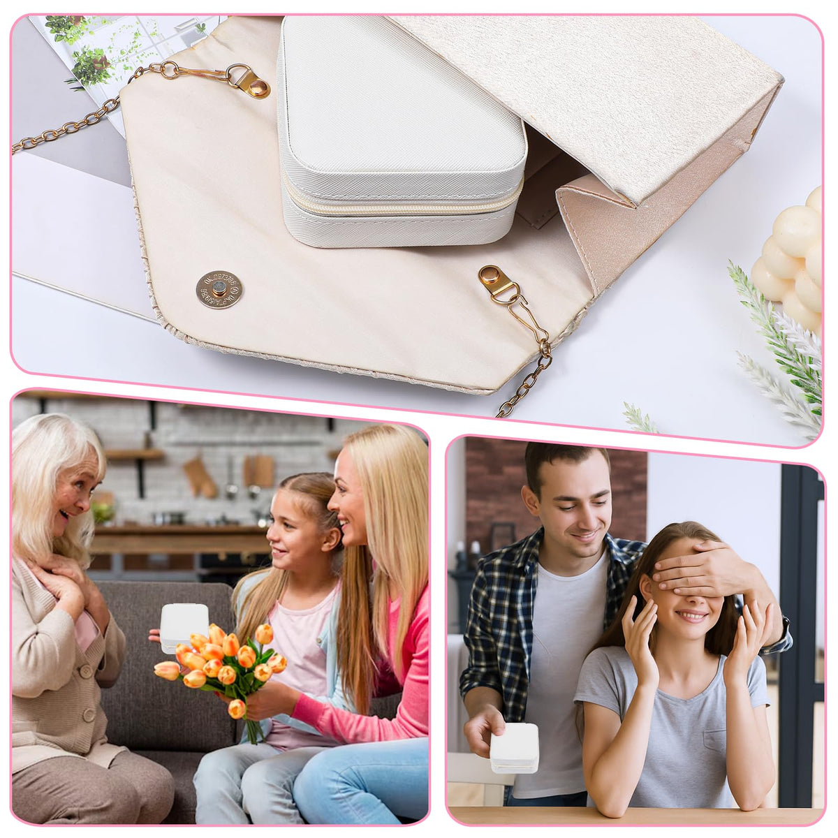 Meyeyaia 12pcs Mini Travel Jewelry Case,White Bridesmaids Proposal Small Jewelry Box Mini Jewelry Organizer,Small PU Leather Portable Storage Box for Rings,Earrings,Necklaces,Pendants,Bracelets